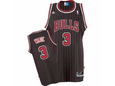 Men's Adidas Chicago Bulls #3 Dwyane Wade Swingman Black Red Strip Throwback NBA Jersey