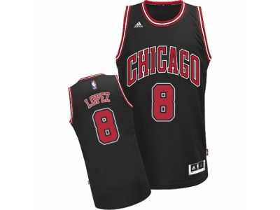 Men's Adidas Chicago Bulls #8 Robin Lopez Swingman Black Alternate NBA Jersey