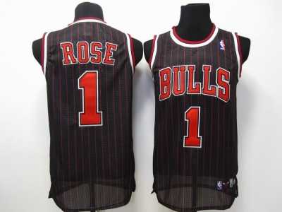 NBA Chicago Bulls #1 Derrick Rose black[red strip]