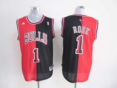 NBA chicago bulls #1 Derrick Rose red-black jerseys(Split)