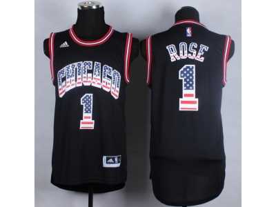 nba chicago bulls #1 rose Black Jerseys(USA Flag Fashion)