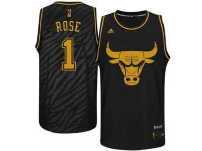 nba chicago bulls #1 rose black[gold lettering fashion]