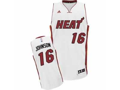 Men's Adidas Miami Heat #16 James Johnson Swingman White Home NBA Jersey