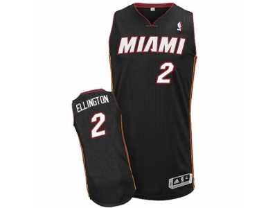 Men's Adidas Miami Heat #2 Wayne Ellington Authentic Black Road NBA Jersey
