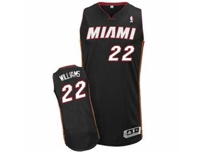 Men's Adidas Miami Heat #22 Derrick Williams Authentic Black Road NBA Jersey