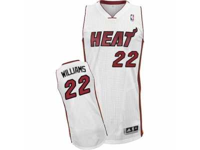 Men's Adidas Miami Heat #22 Derrick Williams Authentic White Home NBA Jersey