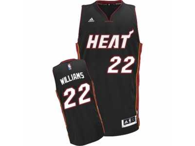 Men's Adidas Miami Heat #22 Derrick Williams Swingman Black Road NBA Jersey