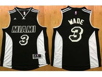 Miami Heat #3 Dwyane Wade Black White Stitched NBA Jersey