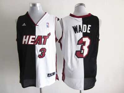 NBA Miami Heat #3 Dwyane Wade black-white jerseys[Split]