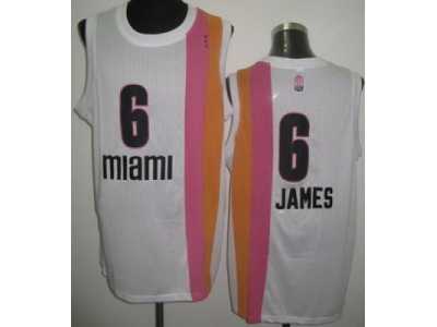 nba Miami Heat #6 LeBron James White Hardwood Classics(Revolution 30)