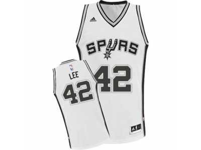 Men's Adidas San Antonio Spurs #42 David Lee Swingman White Home NBA Jersey