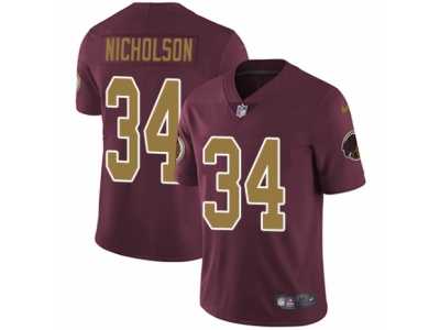 Men's Nike Washington Redskins #34 Montae Nicholson Vapor Untouchable Limited Burgundy Red Gold Number Alternate 80TH Anniversary NFL Jersey