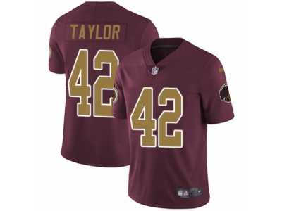 Men's Nike Washington Redskins #42 Charley Taylor Vapor Untouchable Limited Burgundy Red Gold Number Alternate 80TH Anniversary NFL Jersey