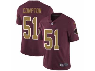Men's Nike Washington Redskins #51 Will Compton Vapor Untouchable Limited Burgundy Red Gold Number Alternate 80TH Anniversary NFL Jersey