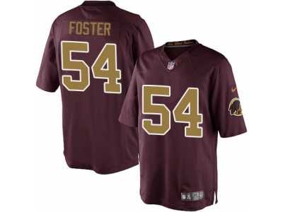 Men's Nike Washington Redskins #54 Mason Foster Limited Burgundy Red Gold Number Alternate 80TH Anniversary NFL Jersey