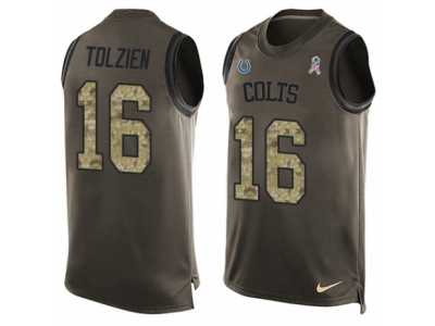 Men's Nike Indianapolis Colts #16 Scott Tolzien Limited Green Salute to Service Tank Top NFL Jersey