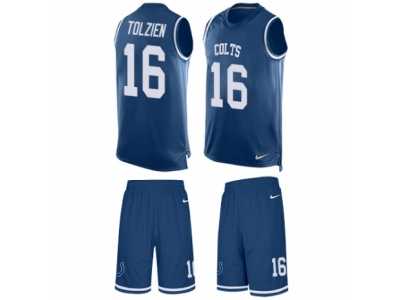 Men's Nike Indianapolis Colts #16 Scott Tolzien Limited Royal Blue Tank Top Suit NFL Jersey