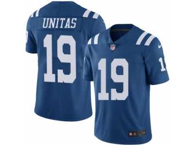 Men's Nike Indianapolis Colts #19 Johnny Unitas Limited Royal Blue Rush NFL Jersey