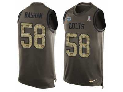Men's Nike Indianapolis Colts #58 Tarell Basham Limited Green Salute to Service Tank Top NFL Jersey