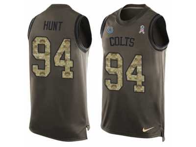 Men's Nike Indianapolis Colts #94 Margus Hunt Limited Green Salute to Service Tank Top NFL Jersey
