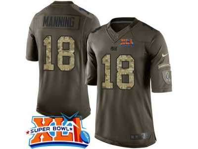 Nike Indianapolis Colts #18 Peyton Manning Green Super Bowl XLI Men's Stitched NFL Limited Salute to Service Jersey