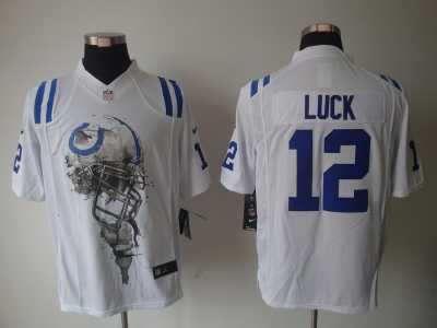 Nike NFL Indianapolis Colts #12 Andrew Luck White Jerseys(Helmet Tri-Blend Limited)