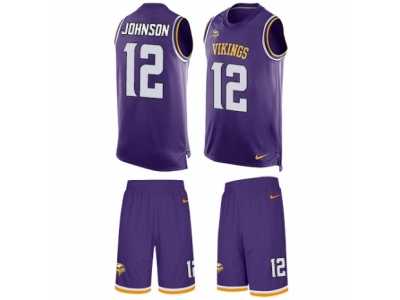 Men's Nike Minnesota Vikings #12 Charles Johnson Limited Purple Tank Top Suit NFL Jersey