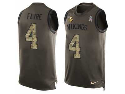Men's Nike Minnesota Vikings #4 Brett Favre Limited Green Salute to Service Tank Top NFL Jersey