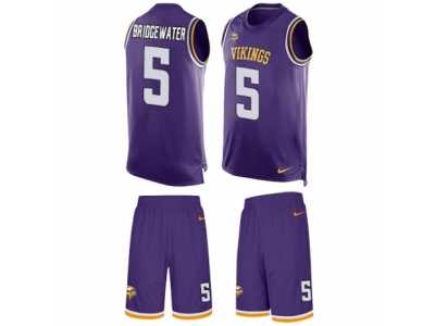 Men's Nike Minnesota Vikings #5 Teddy Bridgewater Limited Purple Tank Top Suit NFL Jersey