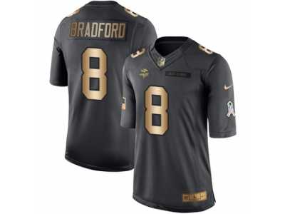 Men's Nike Minnesota Vikings #8 Sam Bradford Limited Black Gold Salute to Service NFL Jersey