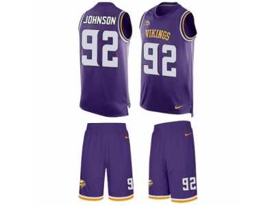 Men's Nike Minnesota Vikings #92 Tom Johnson Limited Purple Tank Top Suit NFL Jersey