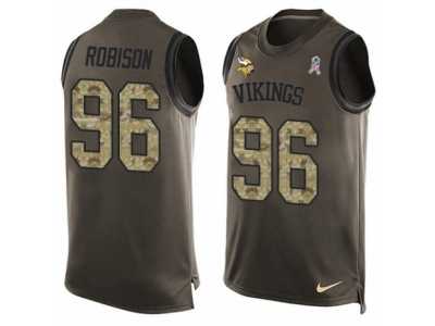 Men's Nike Minnesota Vikings #96 Brian Robison Limited Green Salute to Service Tank Top NFL Jersey