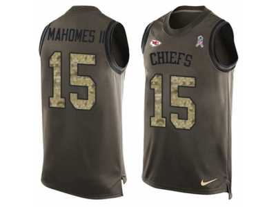 Men's Nike Kansas City Chiefs #15 Patrick Mahomes II Limited Green Salute to Service Tank Top NFL Jersey