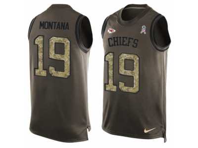 Men's Nike Kansas City Chiefs #19 Joe Montana Limited Green Salute to Service Tank Top NFL Jersey