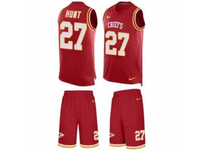 Men's Nike Kansas City Chiefs #27 Kareem Hunt Limited Red Tank Top Suit NFL Jersey