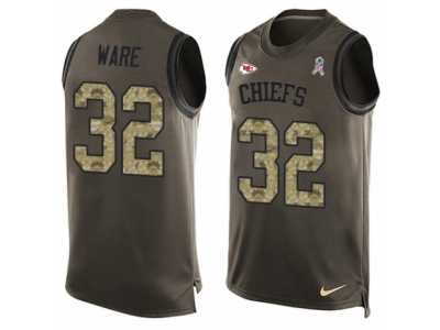 Men's Nike Kansas City Chiefs #32 Spencer Ware Limited Green Salute to Service Tank Top NFL Jersey