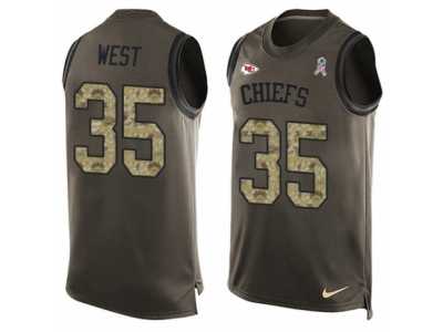 Men's Nike Kansas City Chiefs #35 Charcandrick West Limited Green Salute to Service Tank Top NFL Jersey