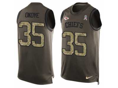 Men's Nike Kansas City Chiefs #35 Christian Okoye Limited Green Salute to Service Tank Top NFL Jersey