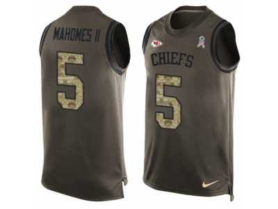 Men's Nike Kansas City Chiefs #5 Patrick Mahomes II Limited Green Salute to Service Tank Top NFL Jersey
