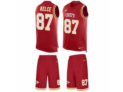 Men's Nike Kansas City Chiefs #87 Travis Kelce Limited Red Tank Top Suit NFL Jersey