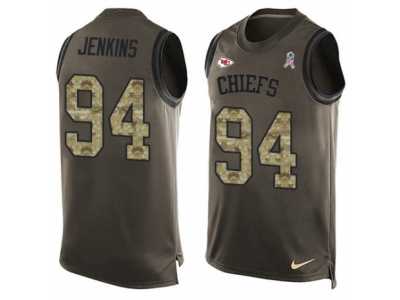 Men's Nike Kansas City Chiefs #94 Jarvis Jenkins Limited Green Salute to Service Tank Top NFL Jersey