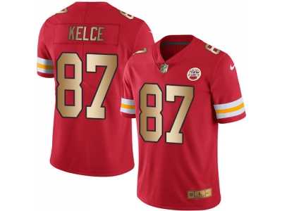 Nike Kansas City Chiefs #87 Travis Kelce Red Men's Stitched NFL Limited Gold Rush Jersey