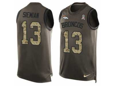 Men's Nike Broncos #13 Trevor Siemian Green Men's Stitched NFL Limited Salute To Service Tank Top Jersey