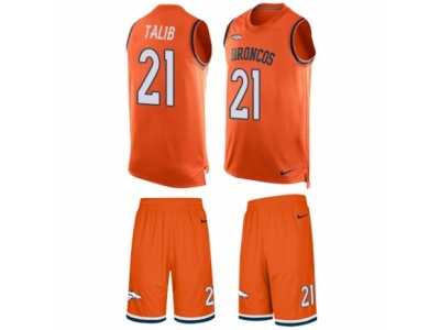 Men's Nike Denver Broncos #21 Aqib Talib Limited Orange Tank Top Suit NFL Jersey