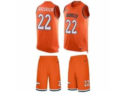 Men's Nike Denver Broncos #22 C.J. Anderson Limited Orange Tank Top Suit NFL Jersey