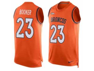 Men's Nike Denver Broncos #23 Devontae Booker Limited Orange Player Name & Number Tank Top NFL Jersey