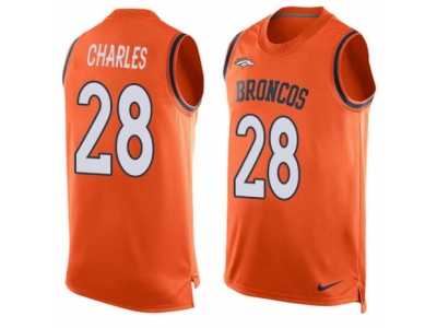 Men's Nike Denver Broncos #28 Jamaal Charles Limited Orange Player Name & Number Tank Top NFL Jersey