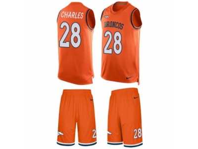 Men's Nike Denver Broncos #28 Jamaal Charles Limited Orange Tank Top Suit NFL Jersey