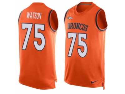 Men's Nike Denver Broncos #75 Menelik Watson Limited Orange Player Name & Number Tank Top NFL Jersey