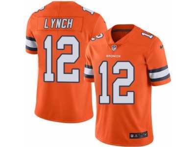 Nike Denver Broncos #12 Paxton Lynch Orange Men's Stitched NFL Limited Rush Jersey